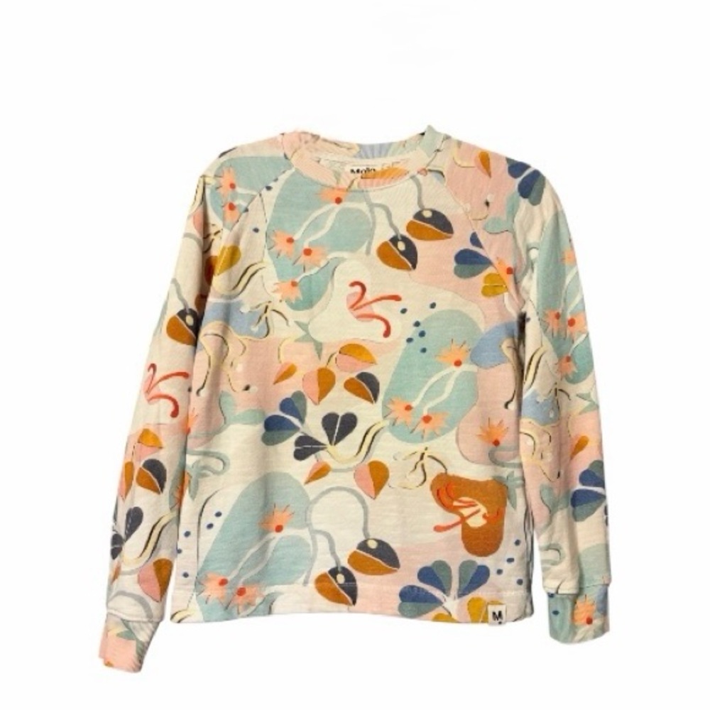 Molo Girl’s Long Sleeve 100% Cotton White Floral Shirt Papercut Design